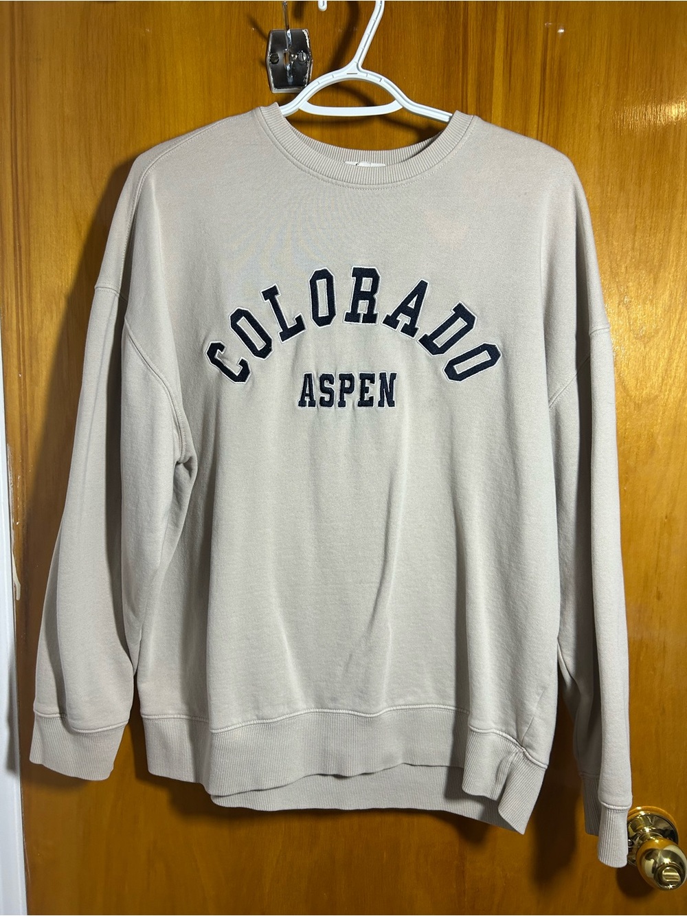 Garage Colorado Aspen Crewneck Sweatshirt - Light Beige with Navy Letters